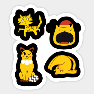 Yellow Cats Pack Stickers Sticker